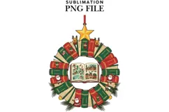 Bookish Christmas png design for T-shirts Product Image 1