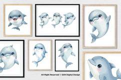 15 Bundle Watercolor Cute Dolphin Fish Animal Sea Ocean Kids Product Image 4