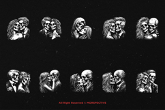 10 Bundle Dark Art Skull Romance Couple Man and Women Lover Product Image 6