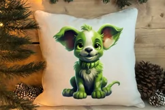 Green Christmas Dog Clipart Sublimation, Christmas Dog PNG Product Image 4