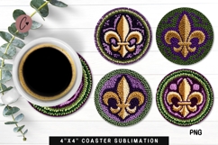 Faux Crochet Mardi Gras Coaster PNG | Mardi Gras PNG Product Image 1