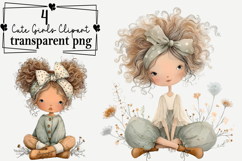 Whimsical Cute Girls Clipart Watercolor PNG Product Image 1