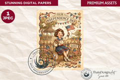 Patriotic Vintage 4th of July Junk Journal digital paper Product Image 1