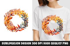 Autumn Fall Floral Frame Sublimation T-Shirt Design Product Image 1