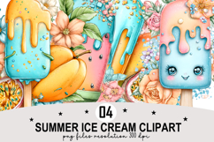 Summer Ice Cream Clipart Watercolor png Product Image 1