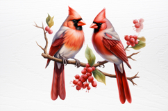 Christmas Cardinal Watercolor Clipart PNG Product Image 4