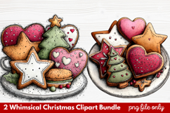 2 Whimsical Christmas Clipart | Cute Festive Holiday PNG Product Image 1