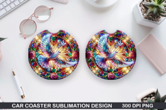 Dove Car coaster sublimation, Valentines Coaster PNG Product Image 1