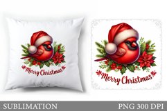 Christmas Bird Pillow Design. Christmas Pillow Sublimation Product Image 1