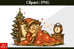 Sarcastic Christmas Sleeping Christmas Elf Clipart PNG Product Image 1