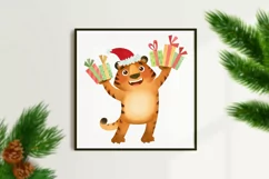 Funny Christmas Santa Tiger, New Year 2022 clipart Product Image 4