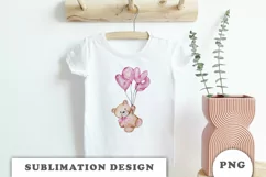 Watercolor Teddy Bear with balloon PNG Product Image 4