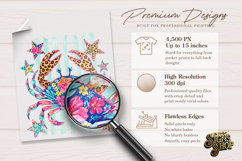 Patriotic Crab PNG, Floral Coastal Summer Shirt Design Product Image 3