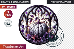 Halloween Gothic stained Glass Pumpkin Clipart Product Image 1