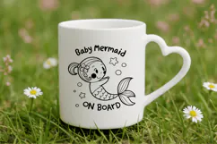 Baby mermaid on board SVG Design, Mermaid SVG Design Product Image 4