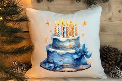 Blue Christmas Watercolor Clipart, Blue Christmas Sublimatio Product Image 4