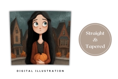 Cartoon Halloween Tumbler, Cute Halloween Girl PNG Product Image 4