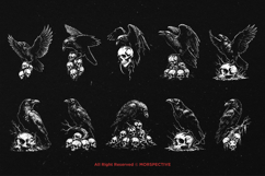 10 Bundle Dark Art Death Raven Crows Skull Bird Cannibal Product Image 6
