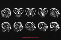10 Bundle Dark Art Capricorn Goat Zodiac Head Baphomet Product Image 6
