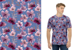 Delicate Sakura Flowers Purple Watercolor Seamless Pattern Product Image 8