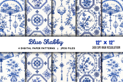 Blue Shabby Chic Chinoiserie Junk Journal JPG Product Image 1