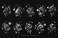 10 Bundle Dark Art Angler Fish Sea Creature Horror Deep Sea Product Image 6