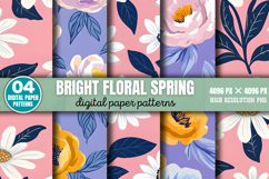 Bright Floral Spring Digital Paper Background PNG Product Image 1