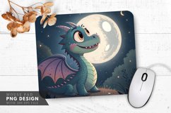 Moonlit Happy Dragon Mouse Pad PNG Design Product Image 1