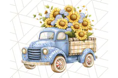 Floral Farm Truck Clipart, Cottagecore Country Truck Png Product Image 4