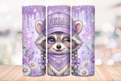 Feral Cute Raccoon 20 OZ Skinny Tumbler Wrap Sublimation Png Product Image 4