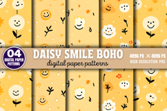 Daisy Smile Boho Digital Paper Background Bundle PNG Product Image 5