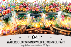 Watercolor Spring Wildflowers Clipart Png Product Image 1