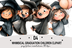 Whimsical Graduation Children Clipart Watercolor png Product Image 1