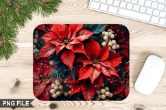 Christmas Flowers Sublimation Mouse Pad PNG Design Product Image 1