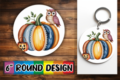 Timeless Circle Keychain Magic PNG, Pumpkin Watercolor Product Image 1