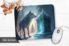 Frosty Mane Wolf by Ancient Ice Altar Mouse Pad PNG Design Product Image 1
