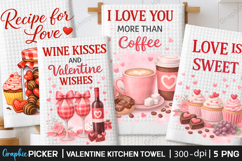 Valentine Kitchen Towel PNG, Valentine day Sublimation, Love Product Image 1