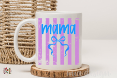 Striped Mama PNG, Blue Coquette Bow Distressed Sublimation Product Image 3
