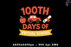 100th Days of Virtual School Sublimation Design Product Image 1