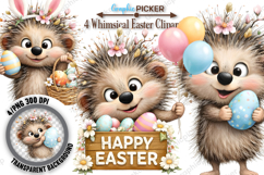 Whimsical Easter Animals PNG, Whimsical Bunny Easter Clipart Product Image 1