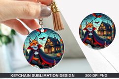 Stained Fox Keychain Sublimation -Halloween Keychain PNG Product Image 1