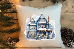 Watercolor Christmas houses clipart, Christmas Clipart Product Image 4