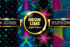 Neon Lime Digital Papers - 04 variations Product Image 1