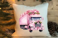 Pink Christmas Car clipart Sublimation, Christmas clipart Product Image 4