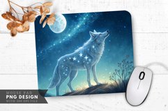 Celestial Wolf Under Moonlight Mouse Pad PNG Design Product Image 1