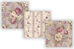 Lilac Toile Digital Paper Pack, Vintage Floral Toile Product Image 2