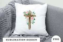 Watercolor Floral cross sublimation Png Product Image 4