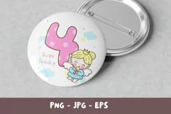 Birthday number fourth birthday party angel kawaii clipart Product Image 5