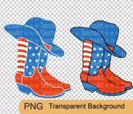 Cowboy boots svg, Cowboy hat printart American flag svg, png Product Image 2