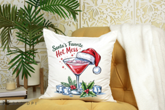 Christmas Cocktail With Santa Hat And Festive Decoration PNG Product Image 4